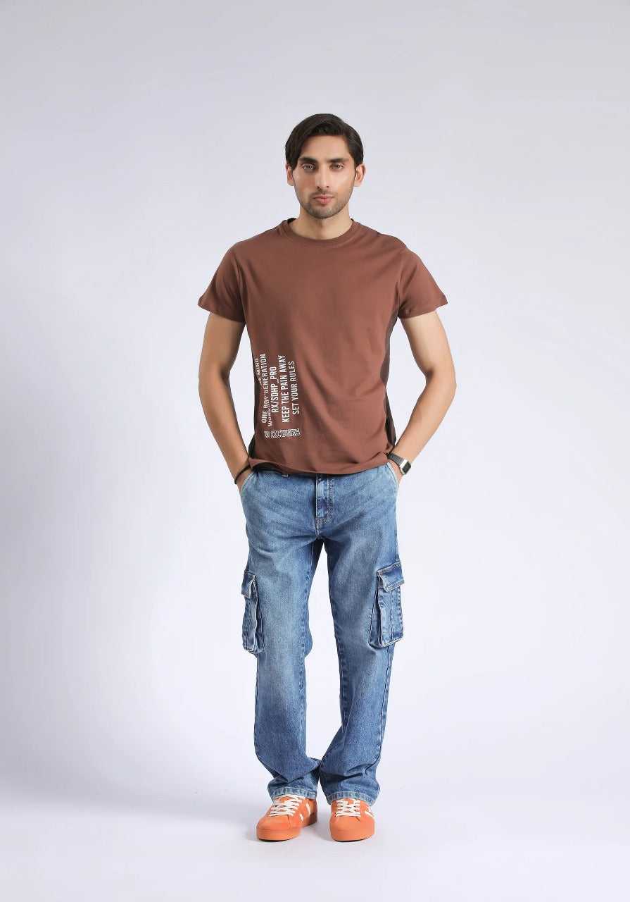 Men’s Textured Waffle Short Sleeve Shirt – Beige