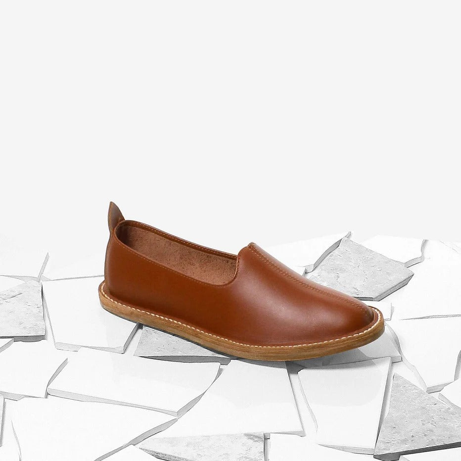 Classic Brown Leather Peshawari Slip-On