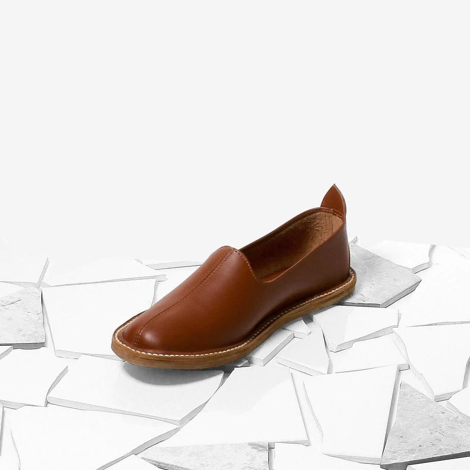 Classic Brown Leather Peshawari Slip-On
