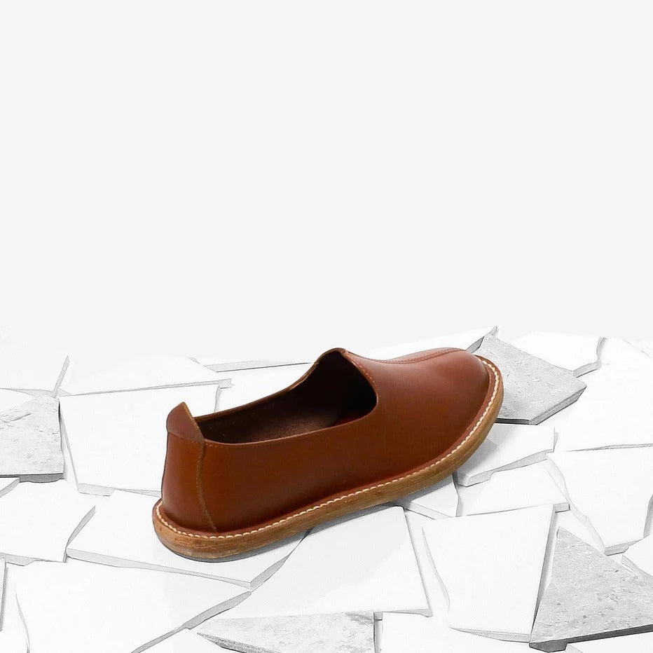 Classic Brown Leather Peshawari Slip-On