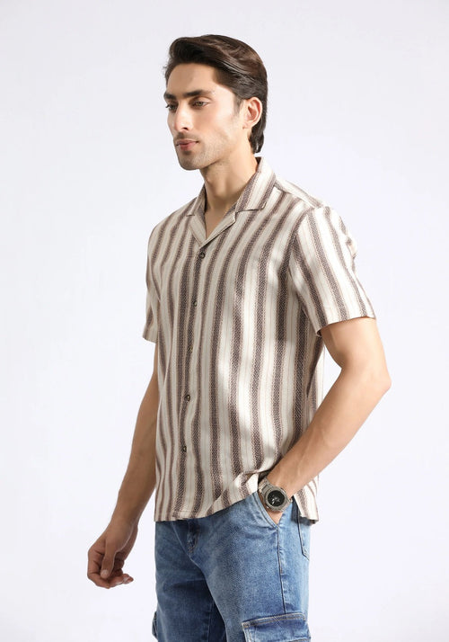 1. Olive Green Textured Casual Shirt – Premium Summer Wear for Men .