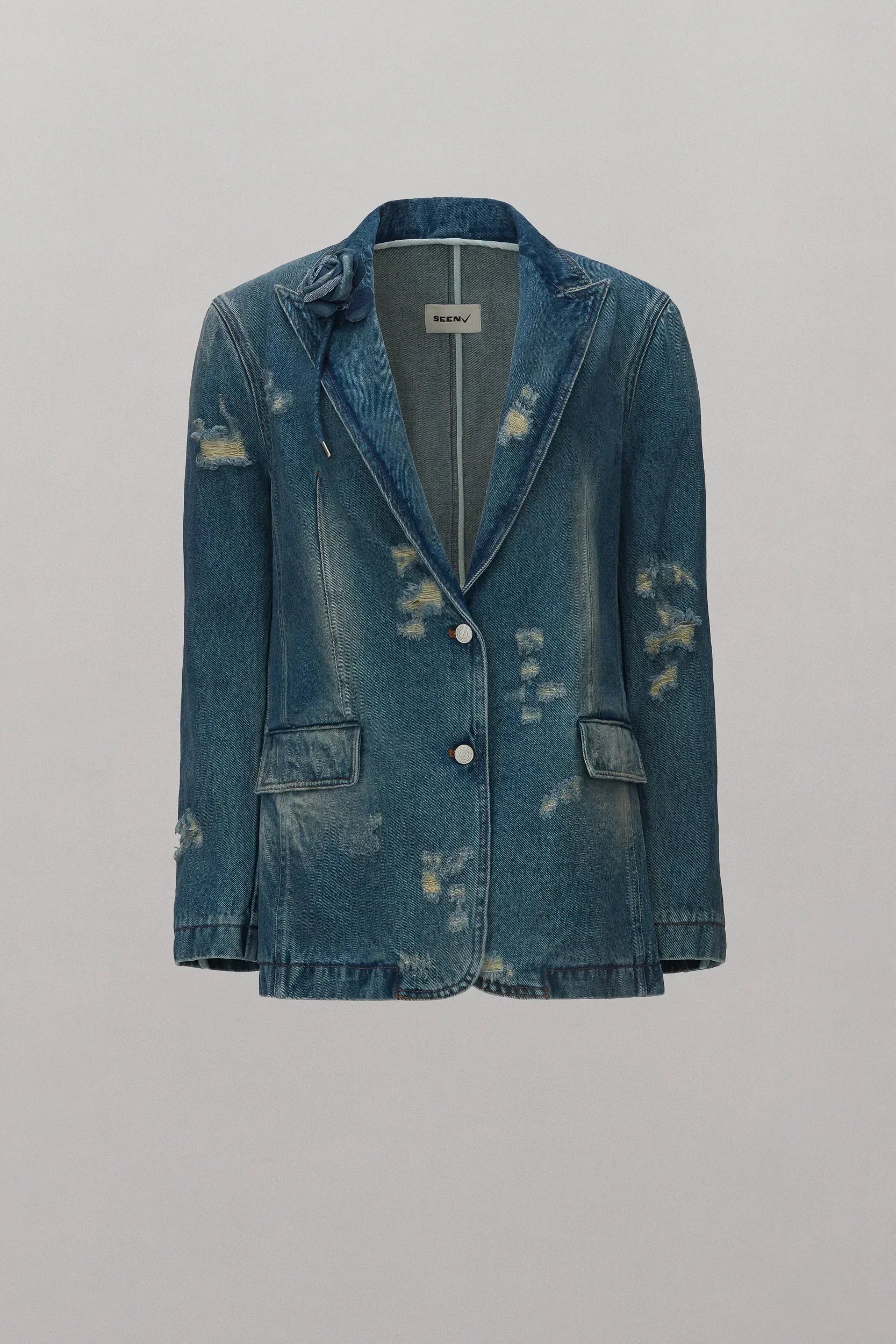 Distressed Denim Blazer