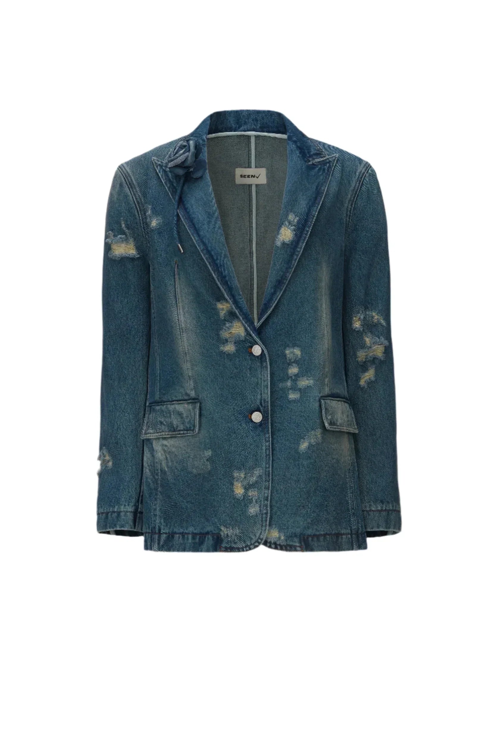 Distressed Denim Blazer